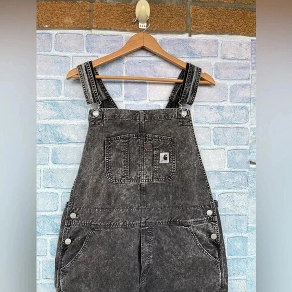 Carhartt Work In Progress acid Black Bib Double Knee Overalls large - Picture 4 of 15